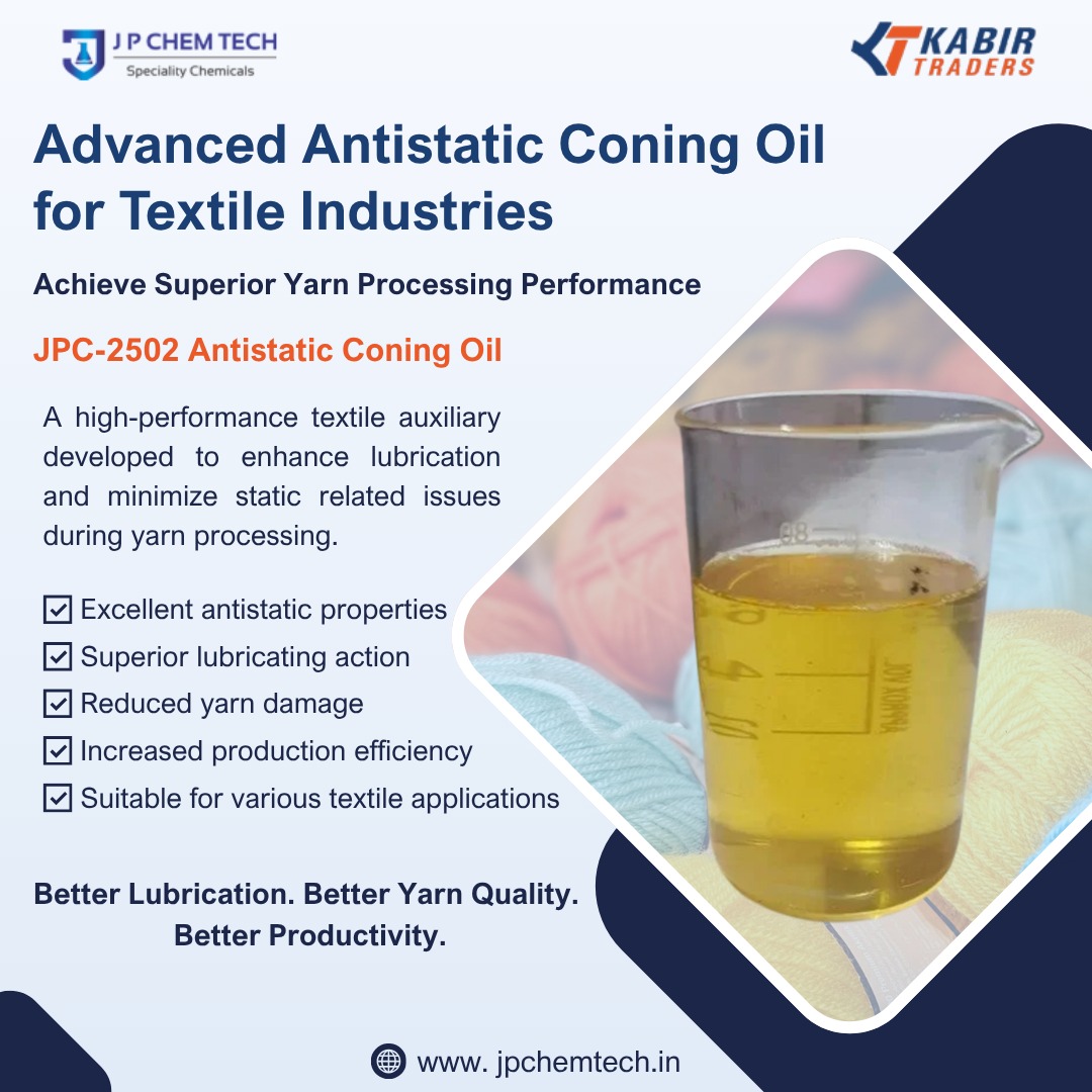 JPC-2502 Antistatic Coning Oil improves yarn lubrication, controls static electricity, and enhances textile processing efficiency.